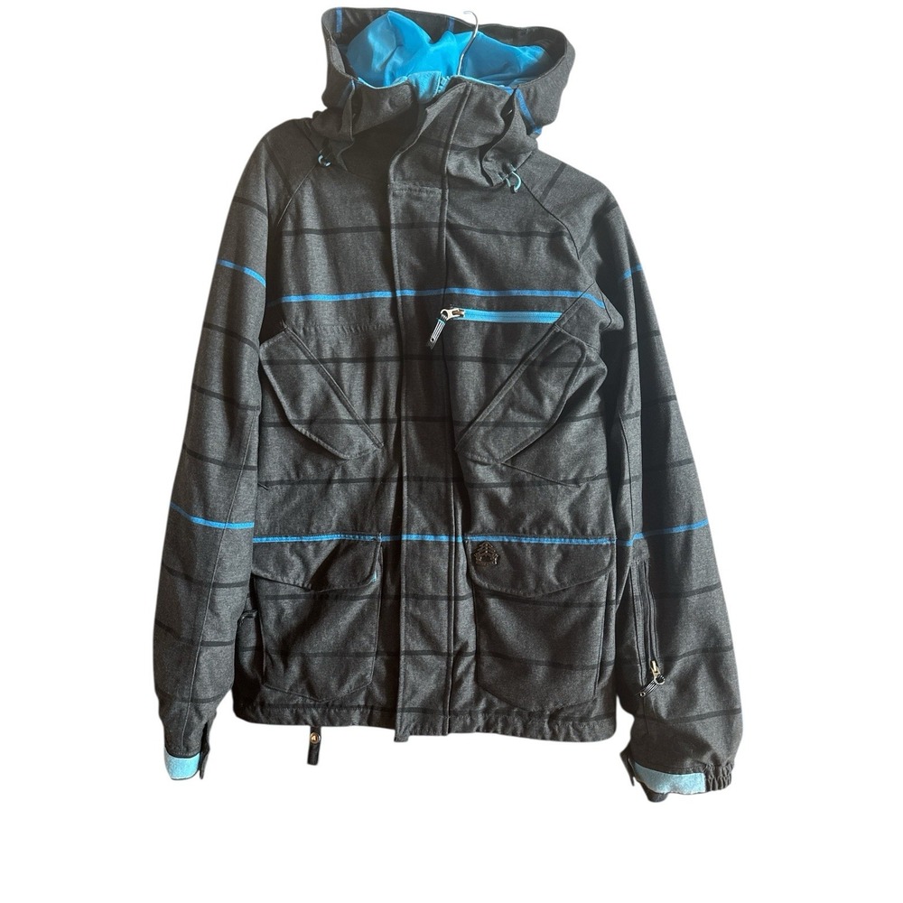 Empyre 10,000 MM Waterproof Ski Snow Parka Men's Medium Gray Blue Hooded Pockets